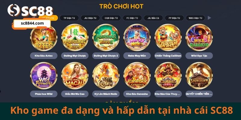 Thế giới giải trí bất tận mở ra ngay sau khi đăng nhập SC88